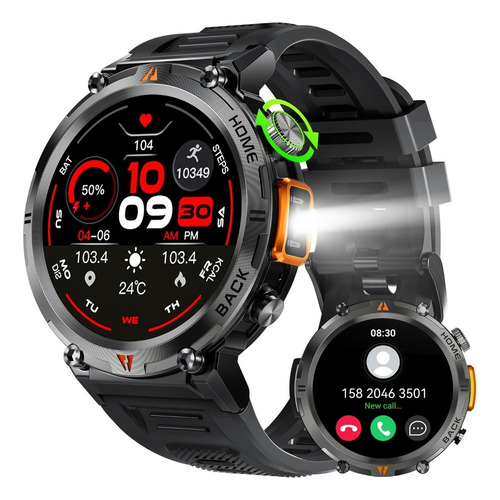 Reloj Inteligente 3atm Impermeable Con Linterna Para Hombre