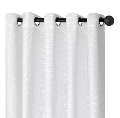 Cortinas De Tela Voile Blanca Tess 2 Paños Argollas Oferta