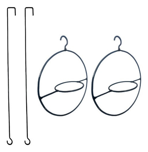 Macetero De Hierro Colgante + Varilla + Ganchos (combo × 2)