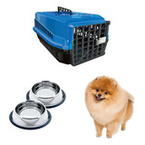 Caixa Transporte Pet Azul N1 E Dois Bebedouro Para Cachorro