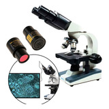 Microscópio Binocular 40-1600x Led + Câmera Digital Usb 2mp 