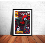 Spiderman Spiderverse Comic Cuadro 33×48cm Marco Negro Fan