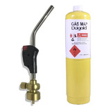 Maçarico Portátil Acendimento Automático + 1 Refil Gás Mapp