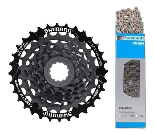 Kit Transmisión Cadena Shimano + Piñon Shimano 7v Cassette