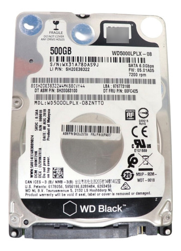 Disco Duro De 500gb Para Notebook Y Ultrabook Wd5000lplx