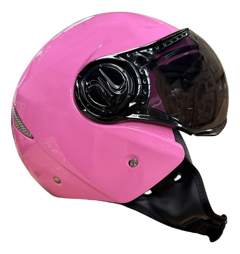 Casco 3/4 Rosa Liso Dama Mujer Motocicleta Certificado Dot