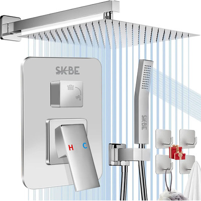 Regadera Skbe 218SV Cromada Rectangular Ducha Alta Presión Acero Inoxidable | Meses sin interés
