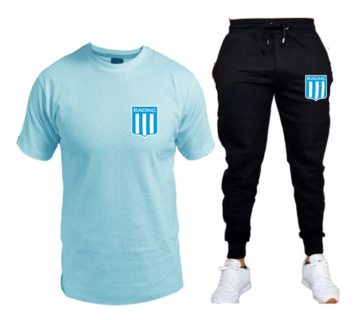 Conjunto Remera Y Pantalon Jogging De Racing Club Escudo