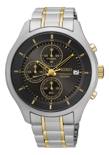 Reloj Seiko Sks543p1 Hombre Acero Crono 100 Mts Fondo Gris