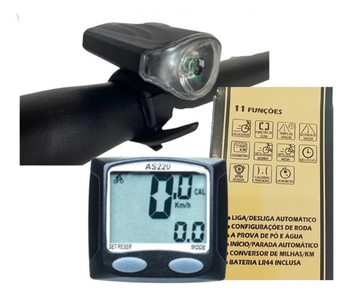 Farol Absolute Usb  E Velocímetro Ciclocomputador C/ Fio