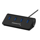 Sabrent Premium Hub Usb 3.0 De Aluminio Negro De 4 Puertos (