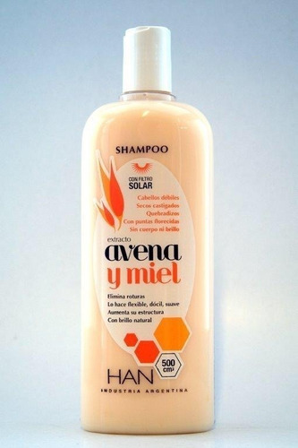 Shampoo Han Avena Y Miel 500 Cc.  Apto Método Curly