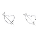 Cz Cute Arrow Piercing Love Heart Tiny Stud Pendientes Para 