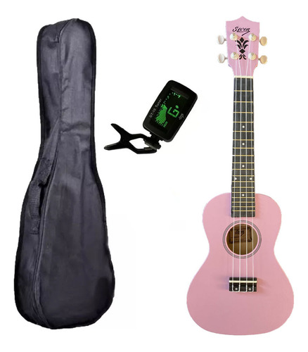 Ukulele Rosa Seven Concert  Suk-23 Pi C/ Capa E Afinador