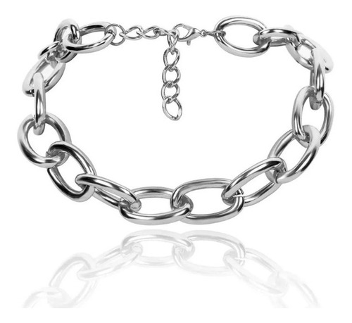 Gargantilha Choker Corrente Grossa Semijoia Moda Blogueira