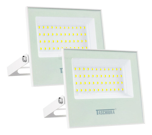 Kit 2 Refletores Taschibra Tr Led Branco 50w 3000k 6500k