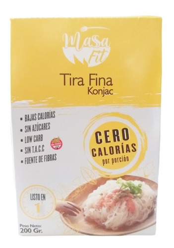 Tira Fina Konjac 200gr Massafit Fideos Cero Caloría Sin Tacc