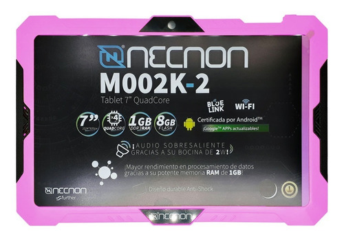 Tablet 7 Pulgadas Kids 1gb Ram 8gb M002k-2 Rosa Necnon