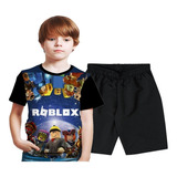 Conjunto Infantil Camiseta E Bermuda De Tactel Roblox