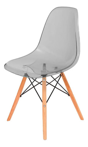 Silla Eames Minimalista Moderna Transparente Color De La Estructura De La Silla Gris Color Del Asiento Gris Diseño De La Tela Gris