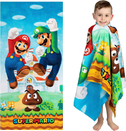 Nintendo ® toalla Baño Oficial Super Mario Bros 148 X72cm Ev