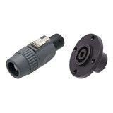 Conjunto De Plug Speakon Macho E Fêmea 4 Vias 