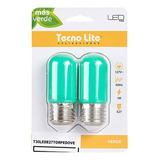 Par De Focos Para Espejo Led 1w E27 Verde Capsula Tecnolite