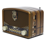 Radio Portátil Bluetooth Vintage Recargable Usb Aux Marrón