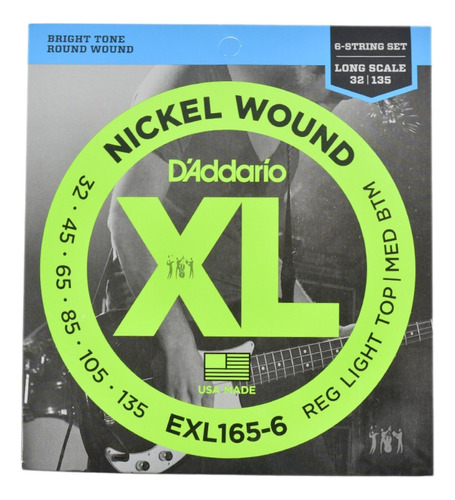 Encordado Bajo 6 Cuerdas D'addario Exl165-6 32-135 Daddario