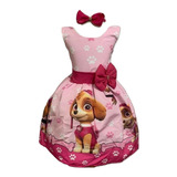 Vestido Infantil Temático Patrulha Canina Sky Luxo Reg Festa