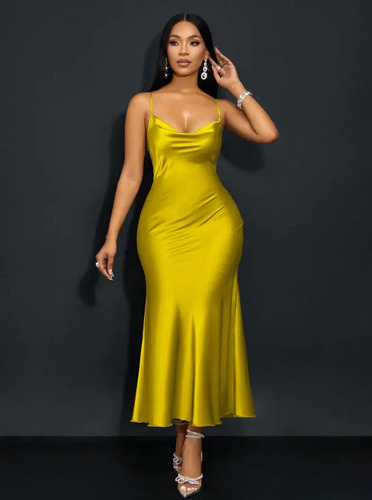 Vestido Mujer Sexy Elegante De Fiesta Sin Espalda De Satén