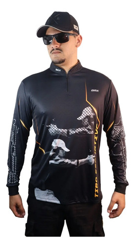 Camisa Tiro Esportivo Brk Preto Com Dourado Com Fpu 50+