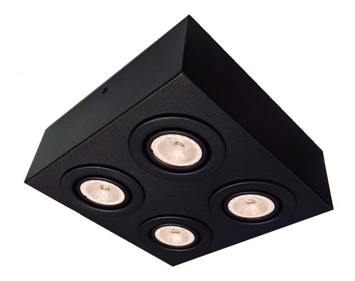 Spot Plafon Sobrepor 4 Dicroica Preto C/ Lamp. 4,8w 4000k