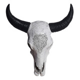 Toro Cráneo Escultura Resina Cabeza Animal Decoración De