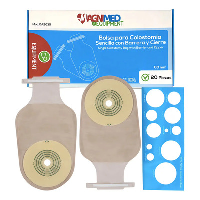 Kit 20 Bolsas Colostomía Magnimed Drenable Una Pieza Aro 57mm | Envío gratis