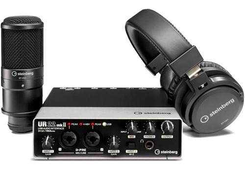 Kit De Interfaz Steinberg Ur22mk Con Micrófono Y Auriculares Negros De 110 V/220 V