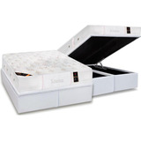 Cama Box Baú Queen: Colchão Molas Castor Pocket Kingdom Ski