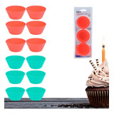 Kit 12 Forminhas De Silicone Bolinho Cupcake Forno Air Fryer