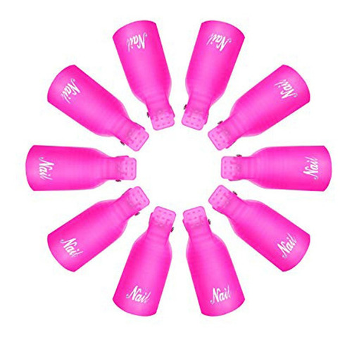 10 Pinzas Para Remover Esmalte Permanente O Uñas Gel Color Rosa Chicle