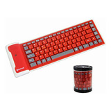 Mini Teclado Bluetooth Plegable Rojo, Silencioso Y Recargabl