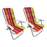 2 Reposera Silla Aluminio 4 Posiciones Playa Reclinable 