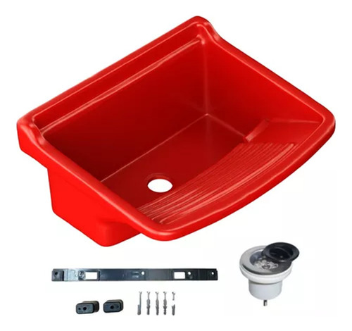 Pileta Plastica Roja Fregadero Lavadero 24l + Sopapa