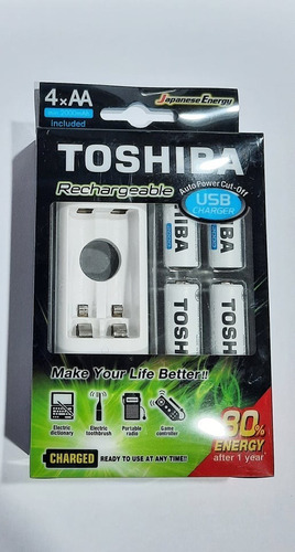 Cargador Toshiba Usb C/4x Aa 2000mah Recargables Tnhc-6gme4