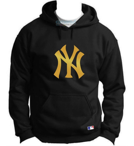 Sudadera  Yankees Logo Mlb  Beisbol Negro / Dorado