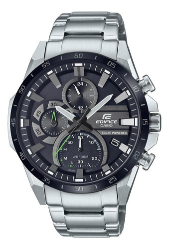 Reloj Casio Cronógrafo Eqs-940db-1av Hombre Ts Color De La Correa Plateado Color Del Bisel Acero Color Del Fondo Negro