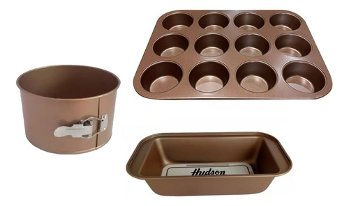 Set X3 Pzas Moldes De Reposteria Hudson Teflon Antiadhente 