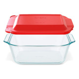 Fuente Cuadrada Vidrio Con Tapa 2,5 L Pyrex Deep