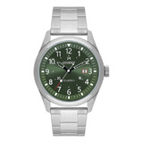 Relogio Orient Masculino Solar Prata Verde Aço Mbss1446 E2sx