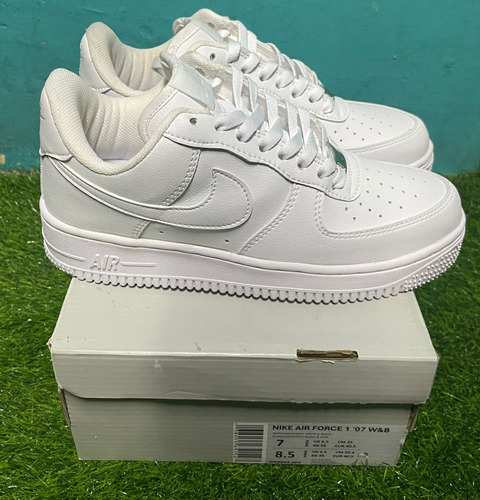 Tenis Originales Nike Air Force 1  Cuero Grueso Blanco 26