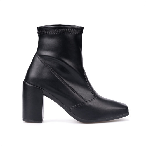 Bota Feminina Salto Grosso Bloco Cano Curto Bico Fino Moda